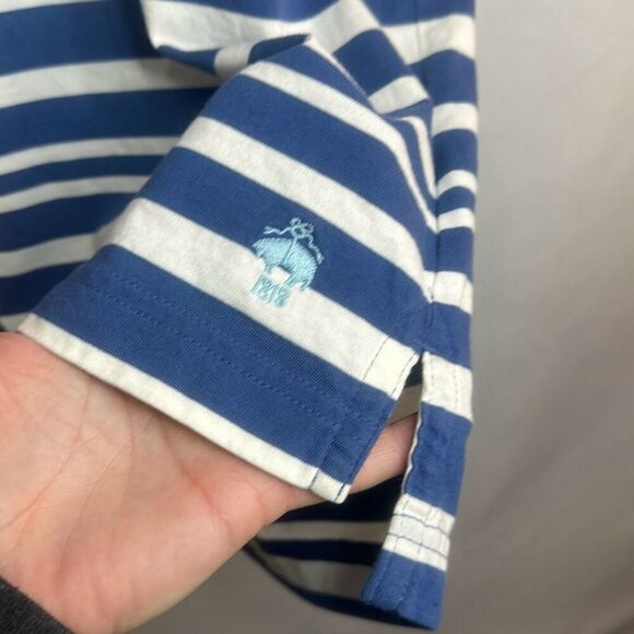 Brooks Brothers Red Fleece Mens Blue White Striped Polo XL Short Sleeve LOOK - Picture 3 of 8